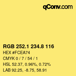 カラーコード: RGB 252.1 234.8 116 | qconv.com