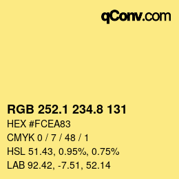 カラーコード: RGB 252.1 234.8 131 | qconv.com