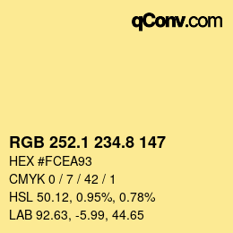 カラーコード: RGB 252.1 234.8 147 | qconv.com