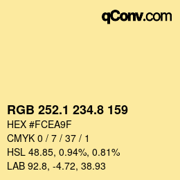 Color code: RGB 252.1 234.8 159 | qconv.com