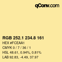 Color code: RGB 252.1 234.8 161 | qconv.com