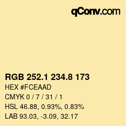 Color code: RGB 252.1 234.8 173 | qconv.com