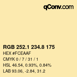 Farbcode: RGB 252.1 234.8 175 | qconv.com