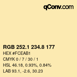 Color code: RGB 252.1 234.8 177 | qconv.com