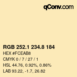 Color code: RGB 252.1 234.8 184 | qconv.com