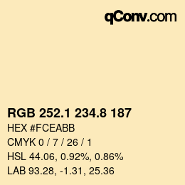 カラーコード: RGB 252.1 234.8 187 | qconv.com