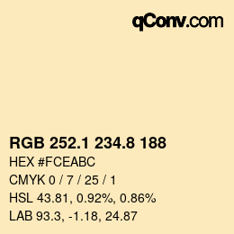 Color code: RGB 252.1 234.8 188 | qconv.com