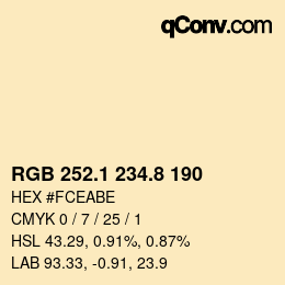 Farbcode: RGB 252.1 234.8 190 | qconv.com