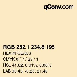 カラーコード: RGB 252.1 234.8 195 | qconv.com