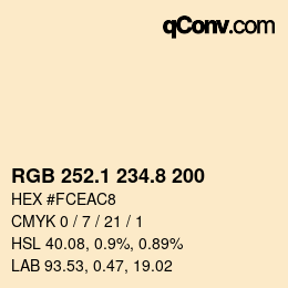 Color code: RGB 252.1 234.8 200 | qconv.com