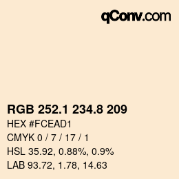 Color code: RGB 252.1 234.8 209 | qconv.com