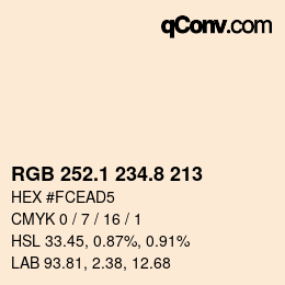 Color code: RGB 252.1 234.8 213 | qconv.com