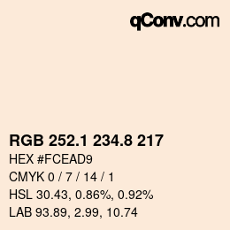 Color code: RGB 252.1 234.8 217 | qconv.com