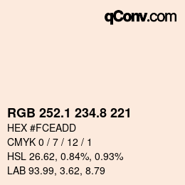カラーコード: RGB 252.1 234.8 221 | qconv.com