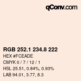Color code: RGB 252.1 234.8 222 | qconv.com