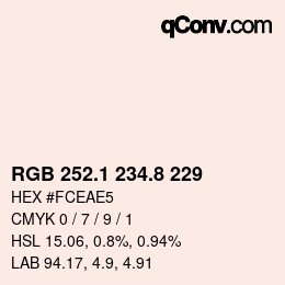 Color code: RGB 252.1 234.8 229 | qconv.com