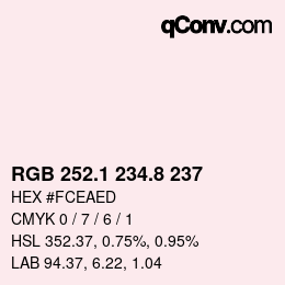 Color code: RGB 252.1 234.8 237 | qconv.com