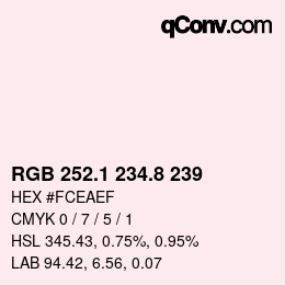 Color code: RGB 252.1 234.8 239 | qconv.com