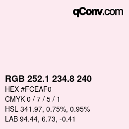 Farbcode: RGB 252.1 234.8 240 | qconv.com