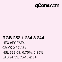 Color code: RGB 252.1 234.8 244 | qconv.com