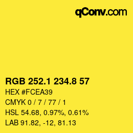 カラーコード: RGB 252.1 234.8 57 | qconv.com