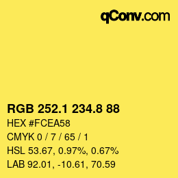 カラーコード: RGB 252.1 234.8 88 | qconv.com