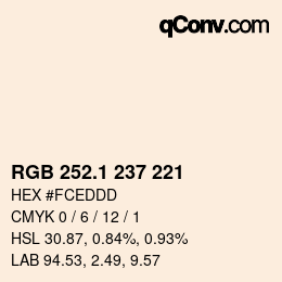 Color code: RGB 252.1 237 221 | qconv.com