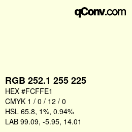 Color code: RGB 252.1 255 225 | qconv.com