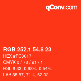 Color code: RGB 252.1 54.8 23 | qconv.com