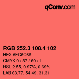 カラーコード: RGB 252.3 108.4 102 | qconv.com