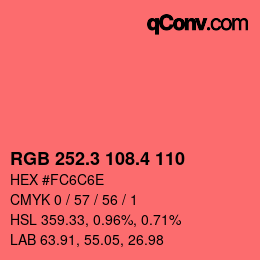 カラーコード: RGB 252.3 108.4 110 | qconv.com