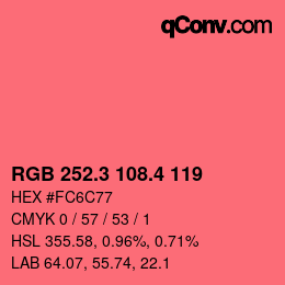 カラーコード: RGB 252.3 108.4 119 | qconv.com
