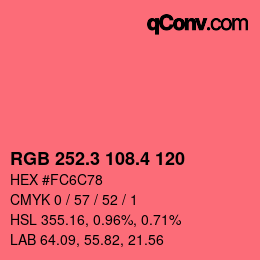 カラーコード: RGB 252.3 108.4 120 | qconv.com