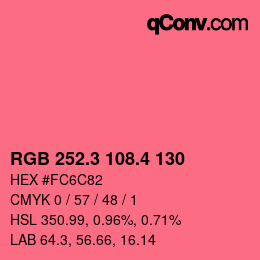 カラーコード: RGB 252.3 108.4 130 | qconv.com