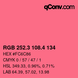 カラーコード: RGB 252.3 108.4 134 | qconv.com