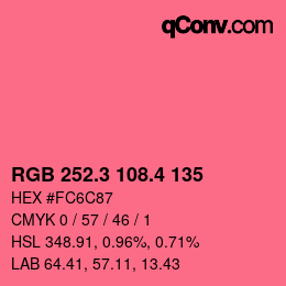 カラーコード: RGB 252.3 108.4 135 | qconv.com
