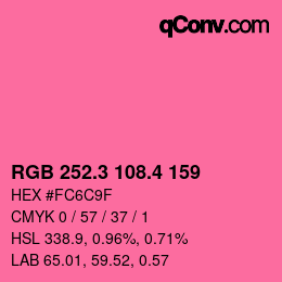 カラーコード: RGB 252.3 108.4 159 | qconv.com