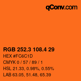 カラーコード: RGB 252.3 108.4 29 | qconv.com