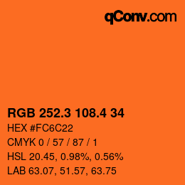 カラーコード: RGB 252.3 108.4 34 | qconv.com