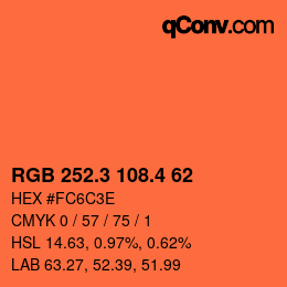 カラーコード: RGB 252.3 108.4 62 | qconv.com