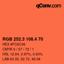 カラーコード: RGB 252.3 108.4 70 | qconv.com