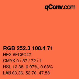カラーコード: RGB 252.3 108.4 71 | qconv.com
