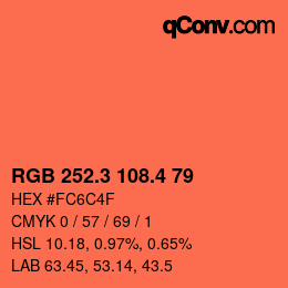 カラーコード: RGB 252.3 108.4 79 | qconv.com