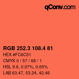 カラーコード: RGB 252.3 108.4 81 | qconv.com