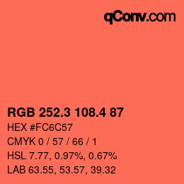 カラーコード: RGB 252.3 108.4 87 | qconv.com