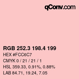 カラーコード: RGB 252.3 198.4 199 | qconv.com