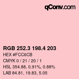 カラーコード: RGB 252.3 198.4 203 | qconv.com