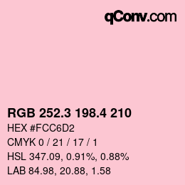 カラーコード: RGB 252.3 198.4 210 | qconv.com
