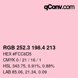 カラーコード: RGB 252.3 198.4 213 | qconv.com