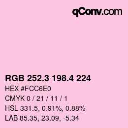 カラーコード: RGB 252.3 198.4 224 | qconv.com